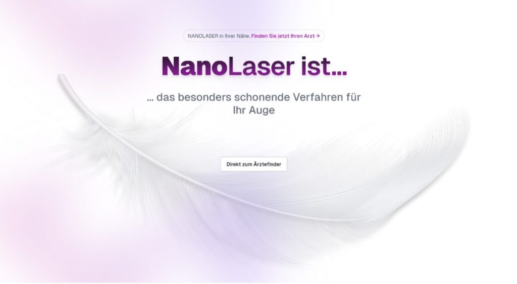 Screenshot der Seite nanolaser.de - vom Hersteller ARC Laser.